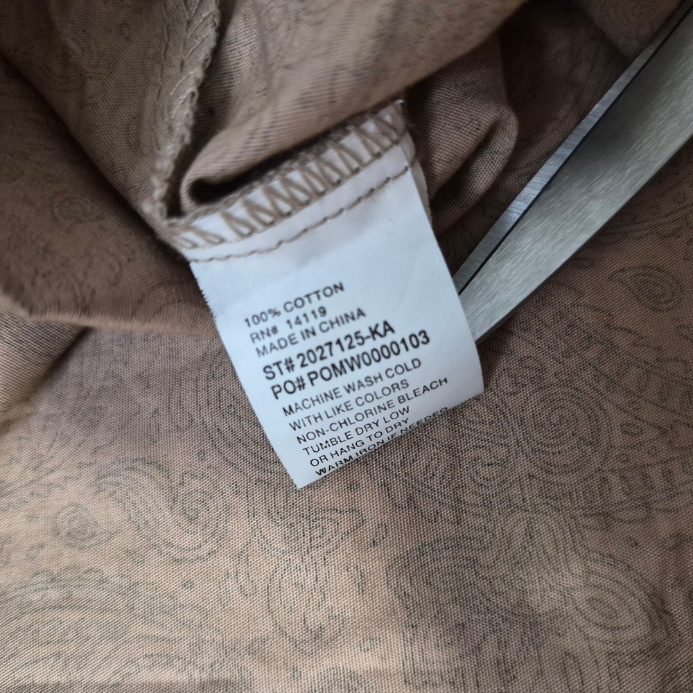 Ely Cattleman Western Shirt Mens XXL Tan Paisley Pearl Snap Long Sleeve Cotton - Picture 6 of 9